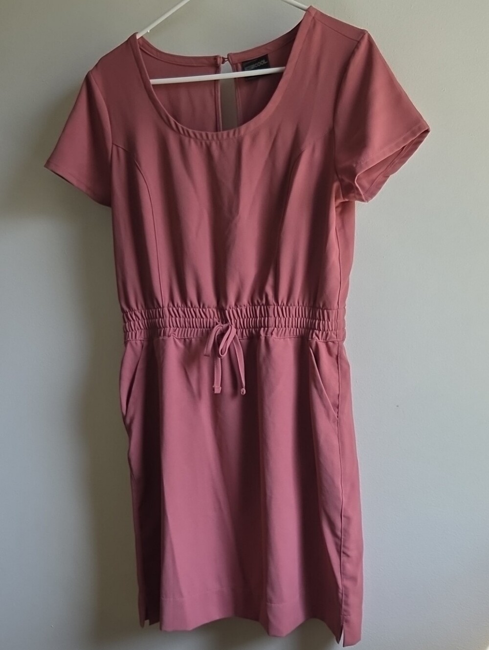 Women’s Rose Pink Short Sleeve Drawstring Waist Dress